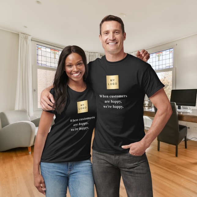 Slogan für Schwarze glückliche Kunden T-Shirt (Von Creator hochgeladen)
