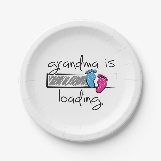 Slogan grandma is loading. Opa en oma worden. Pappteller (Vorderseite)