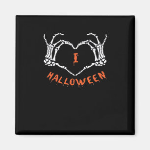 Slogan Halloween. Herzstich aus Skelett Magnet