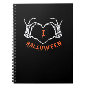 Slogan Halloween. Herzstich aus Skelett Notizblock
