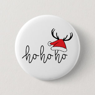 Slogan ho ho ho ho, Gelukkig kerstest. Kerstman. Button