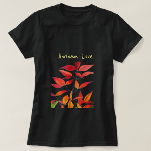 Slogan Liebe Herbst Blätter Aquarell T-Shirt