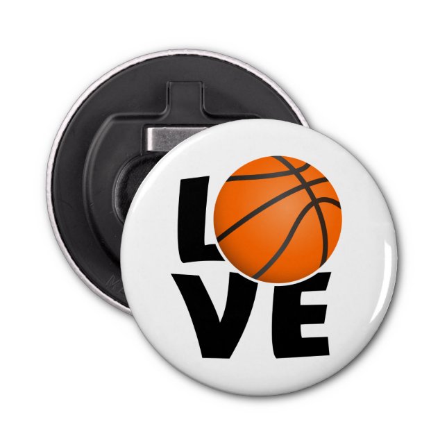 Slogan love Basketbal, ik hou van Basketbal. Flaschenöffner (Vorderseite)