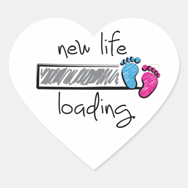 Slogan new life is loading. Vader en moeder worden Herz-Aufkleber (Vorderseite)