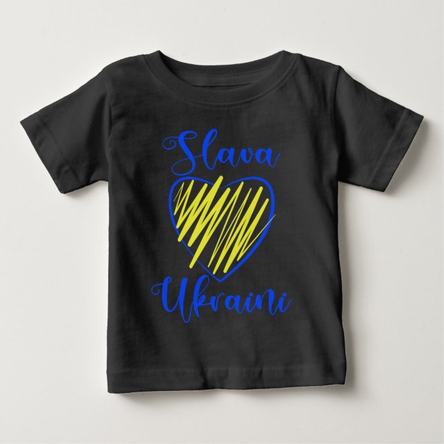 Slogan Slava Ukraini Gloria an die Ukraine Baby T-shirt (Vorderseite)