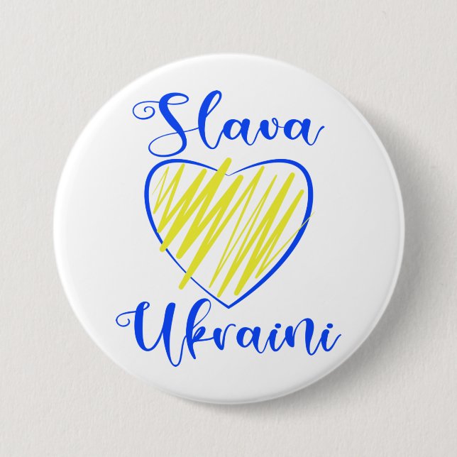 Slogan Slava Ukraini Gloria an die Ukraine Button (Vorderseite)