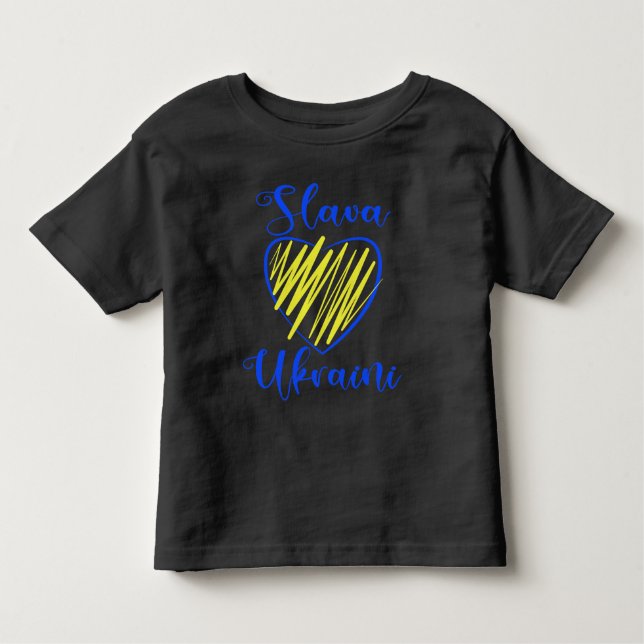 Slogan Slava Ukraini Gloria an die Ukraine Kleinkind T-shirt (Vorderseite)