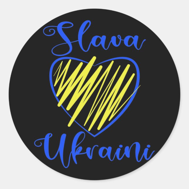 Slogan Slava Ukraini Gloria an die Ukraine Runder Aufkleber (Vorderseite)