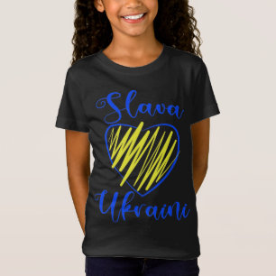Slogan Slava Ukraini Glory an Ukraine Herz T-Shir T-Shirt