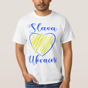 Slogan Slava Ukraini Glory an Ukraine Herz T-Shir T-Shirt