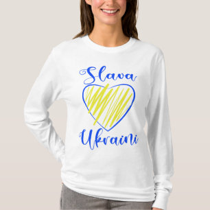 Slogan Slava Ukraini Glory an Ukraine Herz T-Shir T-Shirt