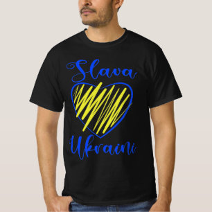 Slogan Slava Ukraini Glory an Ukraine Herz T-Shir T-Shirt