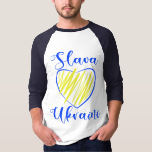 Slogan Slava Ukraini Glory an Ukraine Herz T-Shir T-Shirt
