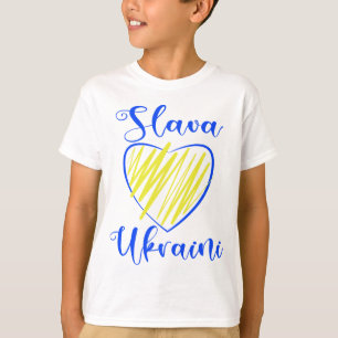 Slogan Slava Ukraini Glory an Ukraine Herz T-Shir T-Shirt