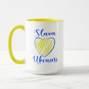 Slogan Slava Ukraini Glory to Ukraine heart   Tasse