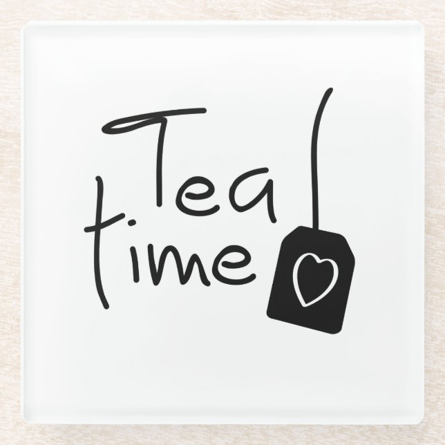 Slogan tea time - theetijd. kopje thee drinken. glasuntersetzer (Vorderseite)