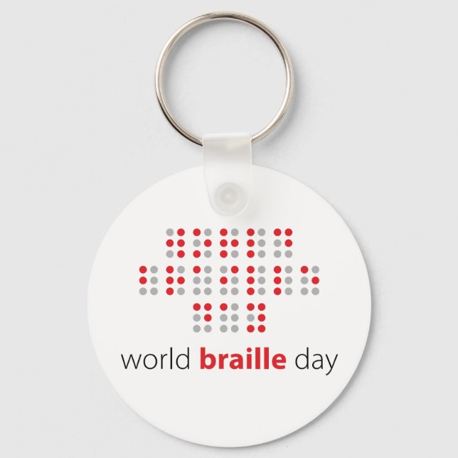 Slogan World braille day. Wereld braille dag. Schlüsselanhänger (Vorderseite)