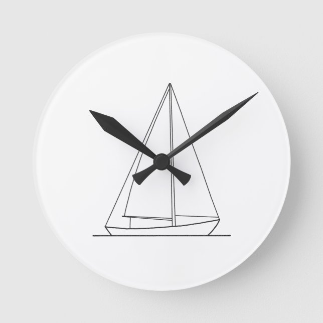 Sloop Segel-Plan-Segeln-Logo Runde Wanduhr (Vorderseite)