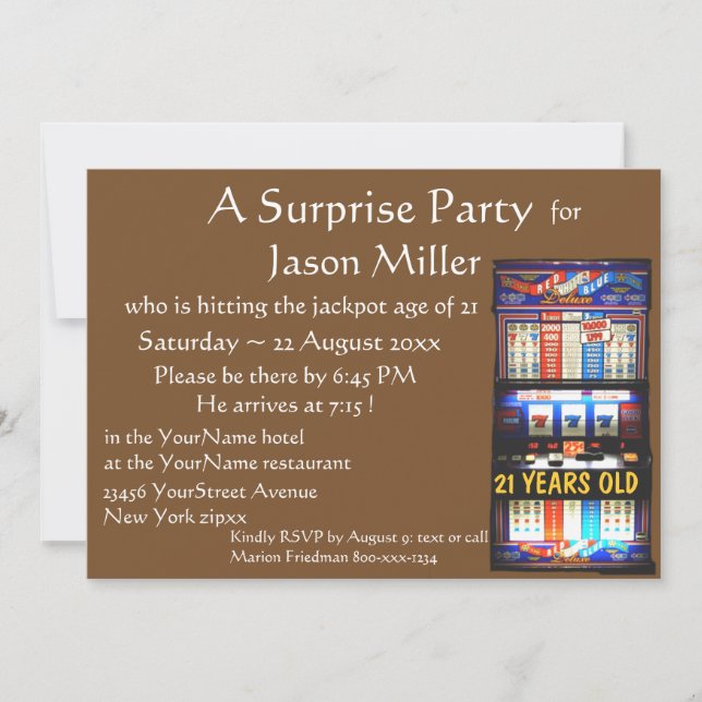 Slot Machine Jackpot 21. Geburtstag Einladung (Vorderseite)