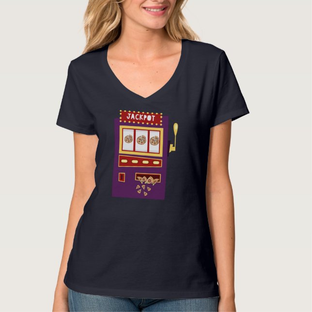 Slot Machine Pizza Jackpot Funny Gambling Pizza Fi T-Shirt (Vorderseite)