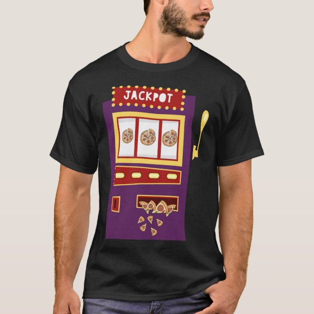 Slot Machine Pizza Jackpot Funny Gambling Pizza Fi T-Shirt (Vorderseite)