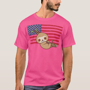 Sloth 4. Juli Patriotic USA American Flag Kawa T-Shirt