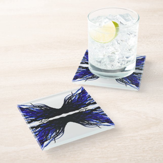 Sloth Abstract 7 Deadly Sins Alcohol Ink Art Glasuntersetzer (Schrägansicht)