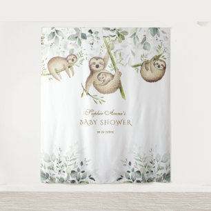 Sloth Airy Greenery Baby Shower Foto Booth Prop Wandteppich
