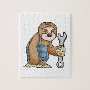 Sloth als Handwerker mit Wrench Puzzle