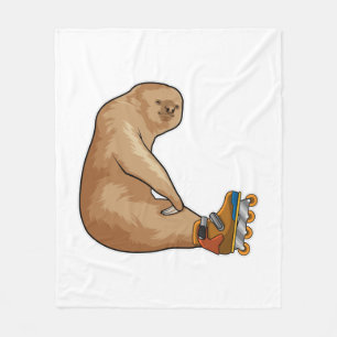 Sloth als Inline-Skater mit Inline-Skaten Fleecedecke