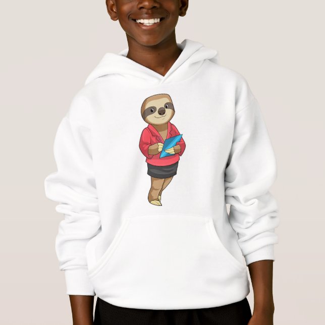Sloth als Secretary mit Notepad Hoodie (Vorderseite)