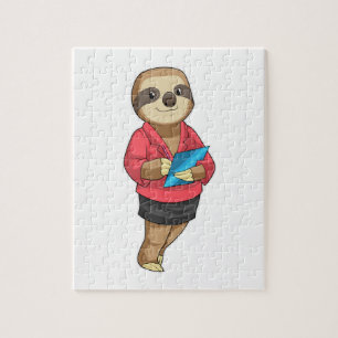 Sloth als Secretary mit Notepad Puzzle