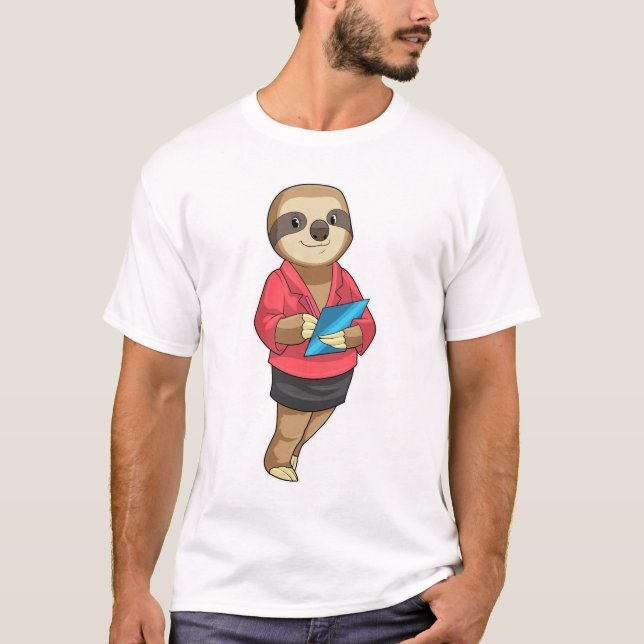 Sloth als Secretary mit Notepad T-Shirt (Vorderseite)
