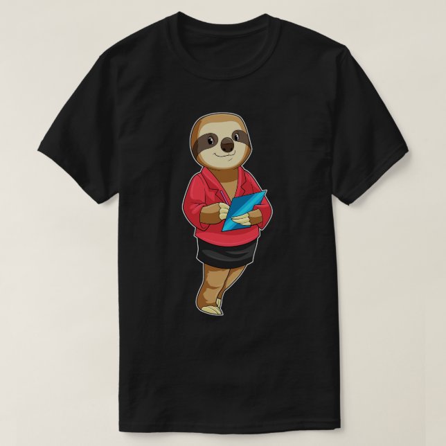 Sloth als Secretary mit Notepad T-Shirt (Design vorne)