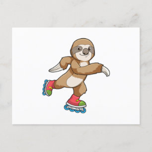 Sloth als Skater mit Inline-Skaten Postkarte