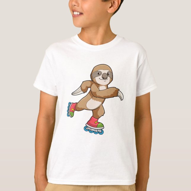Sloth als Skater mit Inline-Skaten T-Shirt (Vorderseite)