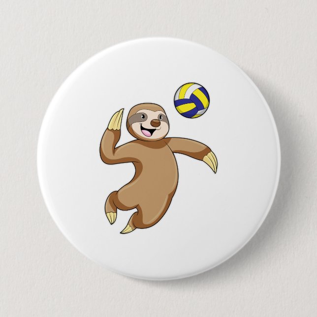 Sloth als Volleyball-Spieler mit Volleyball Button (Vorderseite)
