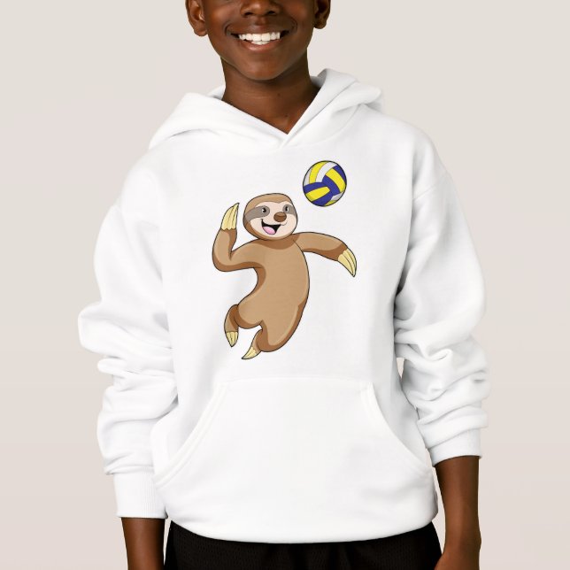 Sloth als Volleyball-Spieler mit Volleyball Hoodie (Vorderseite)