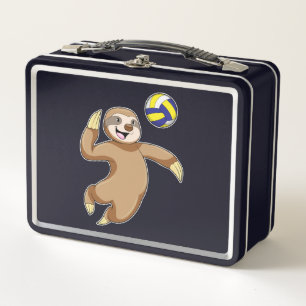 Sloth als Volleyball-Spieler mit Volleyball Metall Brotdose