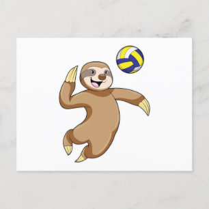 Sloth als Volleyball-Spieler mit Volleyball Postkarte