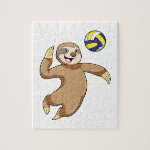 Sloth als Volleyball-Spieler mit Volleyball Puzzle