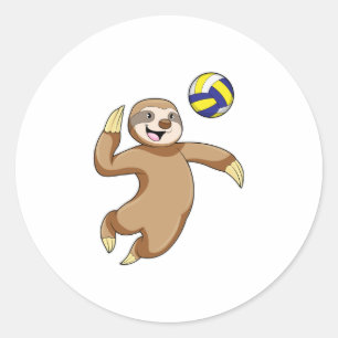 Sloth als Volleyball-Spieler mit Volleyball Runder Aufkleber