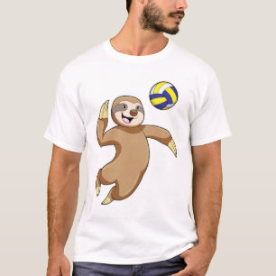 Sloth als Volleyball-Spieler mit Volleyball T-Shirt