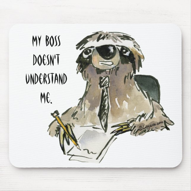 Sloth am Arbeits-Cartoon Mousepad (Vorne)