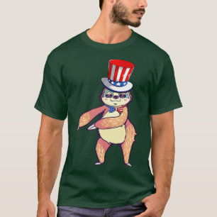 Sloth American Flag Hat Patriotic 4. Juli Geschenk T-Shirt