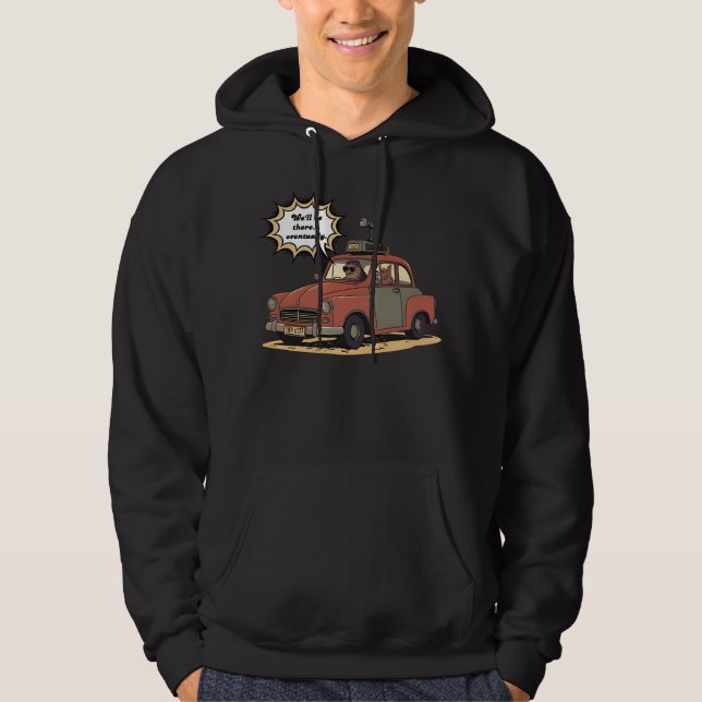 Sloth and Bunny Cartoon Road Trip Adventure Hoodie (Vorderseite)