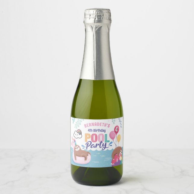 Sloth and Unicorn Summer Birthday Pool Party (Vorderseite)