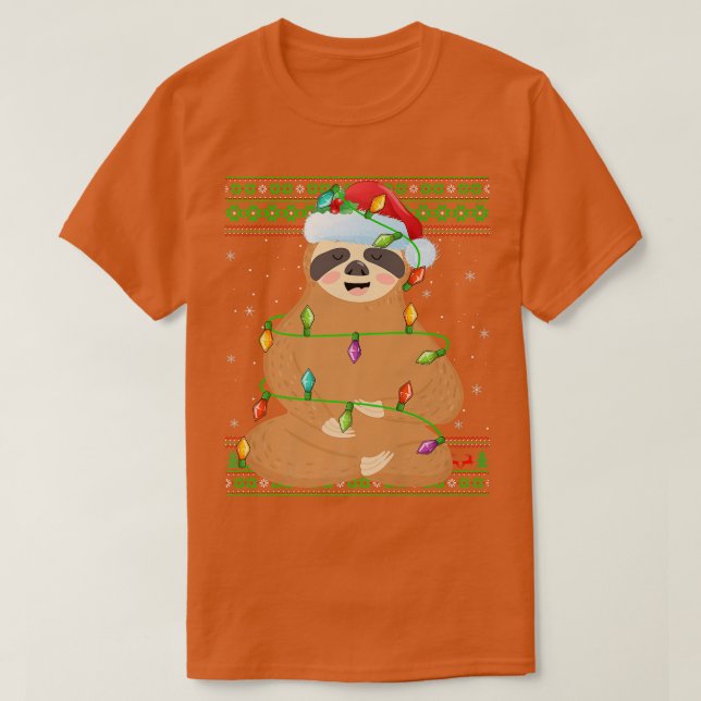 Sloth Animal Lover Xmas Lights Santa Ugly Sloth Ch T-Shirt (Design vorne)