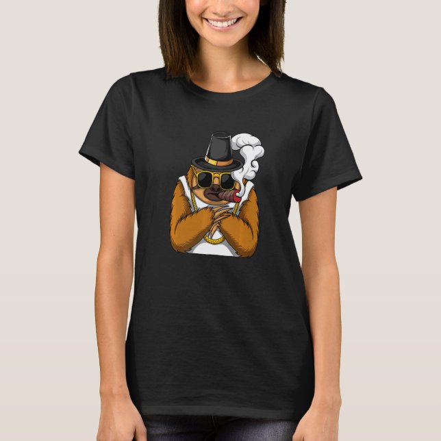 Sloth animal smokes cigarettes style a hip hop tha T-Shirt (Vorderseite)