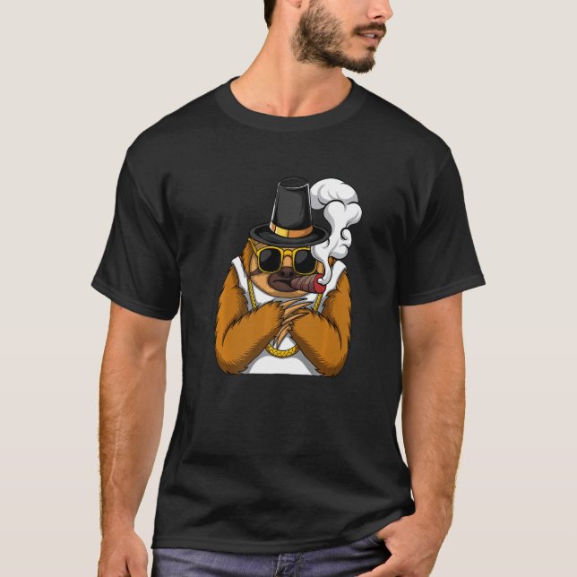 Sloth animal smokes cigarettes style a hip hop tha T-Shirt (Vorderseite)